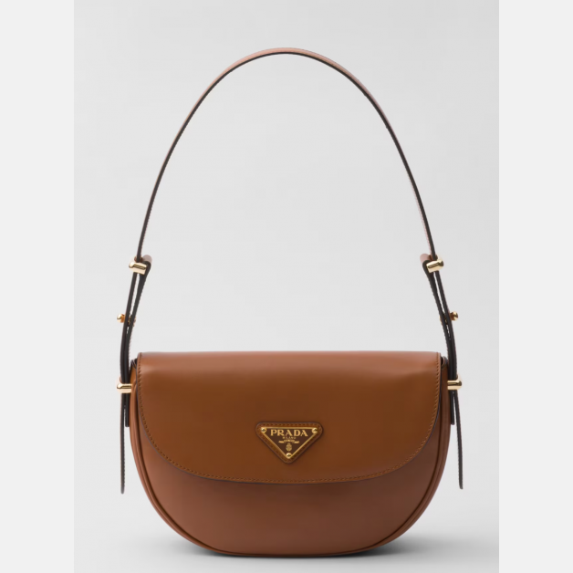Prada Arqué leather shoulder bag with flap