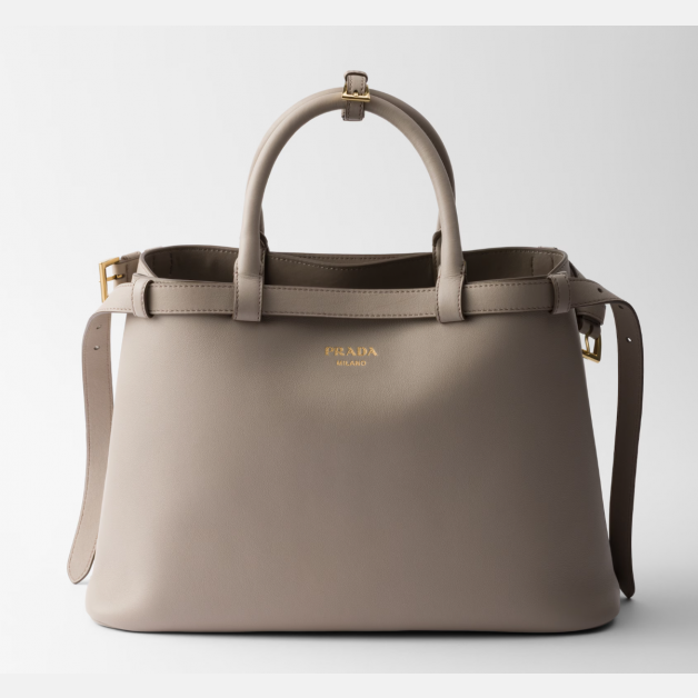 Prada Buckle medium leather handbag with double belt