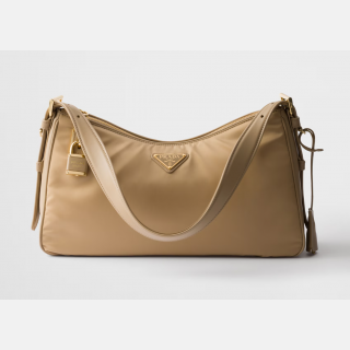 Prada Aimée large Re-Nylon and leather shoulder bag with padlock